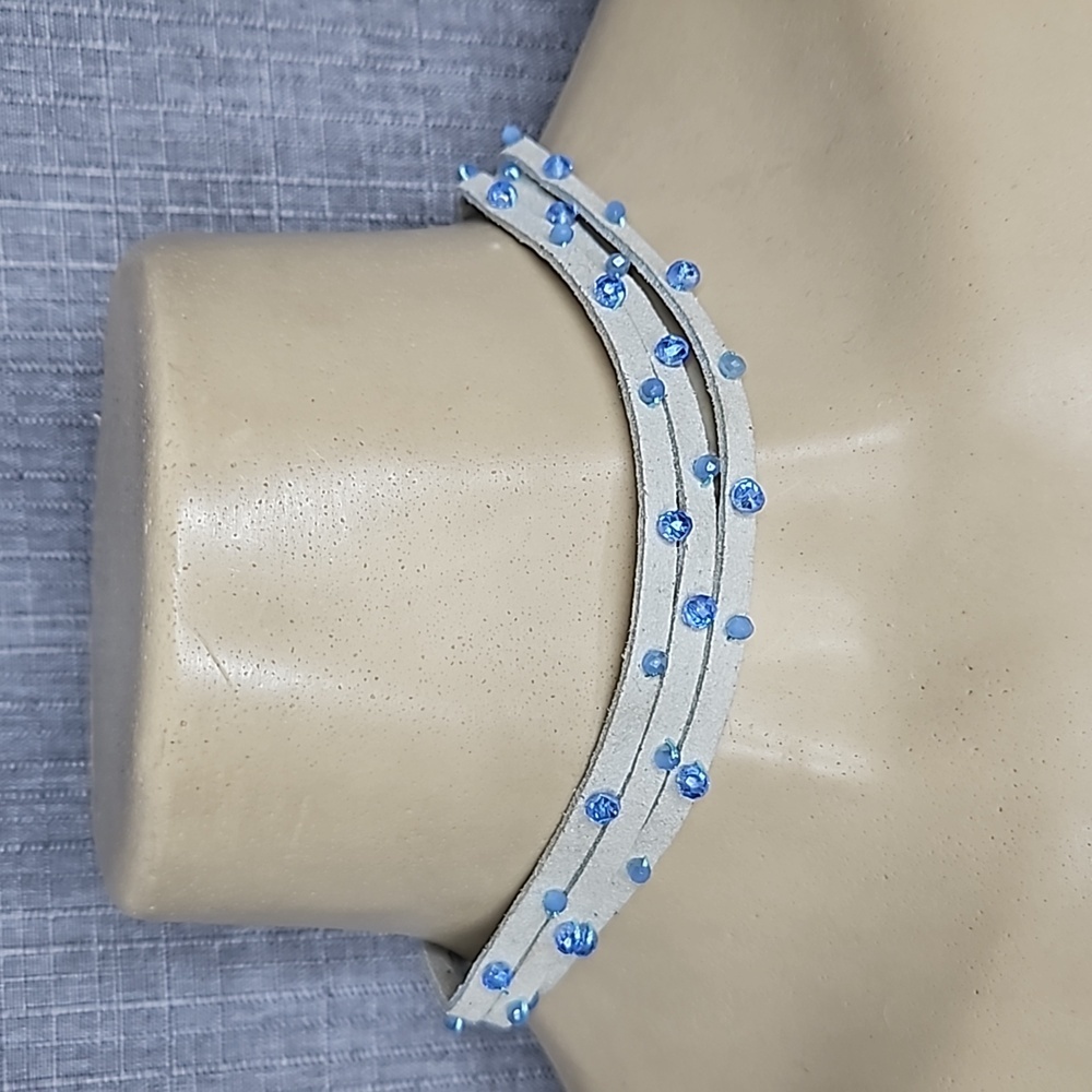 Suede Choker with Blue stones